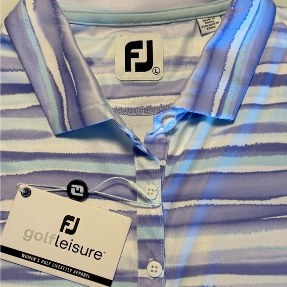 2/$40 FootJoy Womens Blue pattern Golf Polo NWT Size Large - Picture 7 of 8